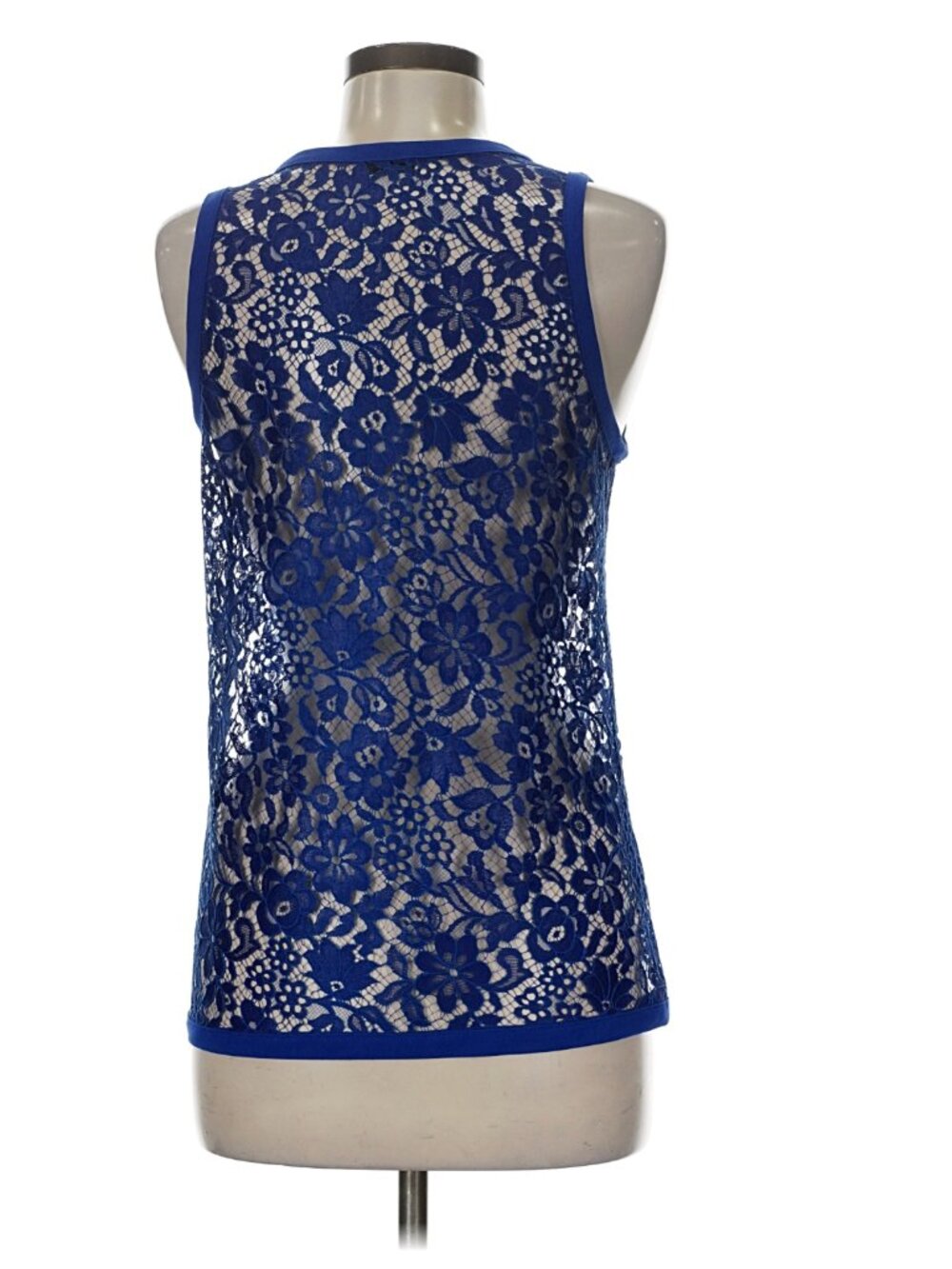 Joseph Cobalt Blue Floral Lace Tank Top Sleeveless Size US 6 EU 40 Cutout - Picture 2 of 7